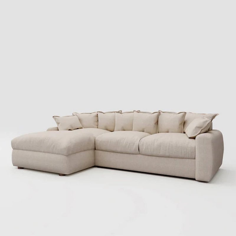 Malazhouse Beech wood and linen L-shape sofa- Beige - Image 2